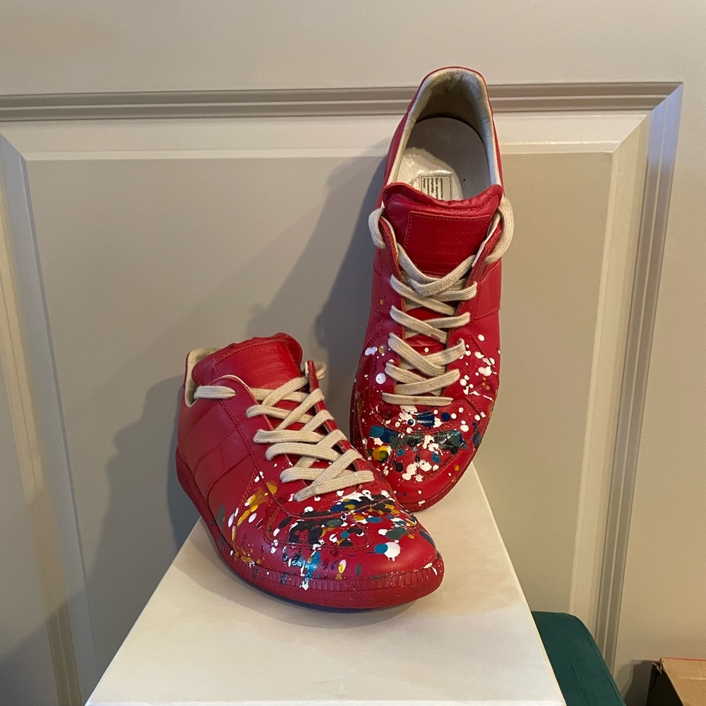 Maison Margiela Men’s Replica Paint-Splattered Low-Top Sneakers - Size 43